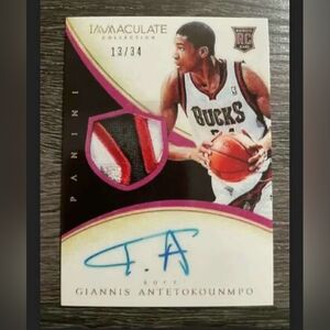 PANINI IMMACULATE COLLECTION GIANNIS ANTETOKOUNMPO BUCKS Facsimile AUTO #131